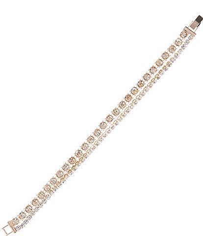 Cezanne Champagne Double Row Rhinestone Chain Line Bracelet