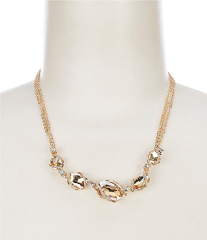 Cezanne Champagne Octagon Crystal Pave Swirl Collar Necklace