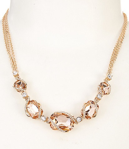 Cezanne Champagne Octagon Stone Pave Swirl Collar Necklace