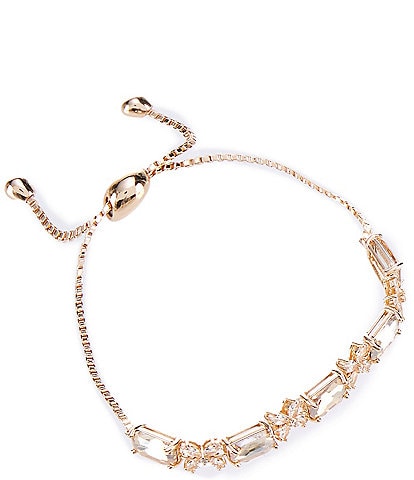 Cezanne Champagne Stone CZ Flower Chain Adjustable Bracelet