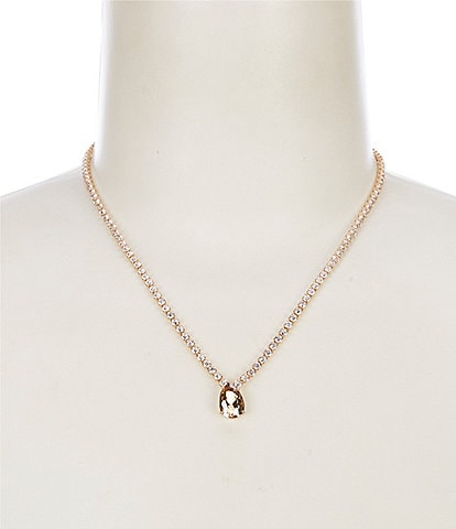 Cezanne Champagne Teardrop Crystal CZ Rhinestone Short Pendant Necklace