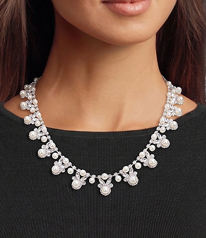 Cezanne Charlotte Pearl Lace Rhinestone Necklace