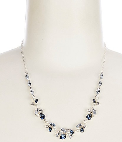 Cezanne Cluster Blue Stone and Pearl Collar Necklace