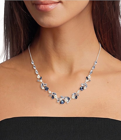 Cezanne Cluster Blue Stone and Pearl Collar Necklace
