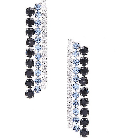 Cezanne Crystal CZ & Multi Blue Rhinestone Chain Drop Earrings