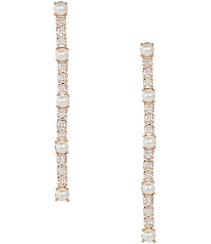 Cezanne Crystal CZ & Pearl Cab Drop Earrings