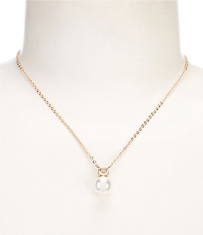 Cezanne Crystal CZ & Pearl Drop Short Pendant Necklace & Stud Earring Set