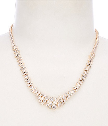 Cezanne Crystal CZ Graduating Stone Frontal Short Strand Collar Necklace
