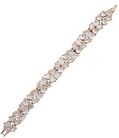 Cezanne Crystal CZ Multi Shape Two Row Line Bracelet