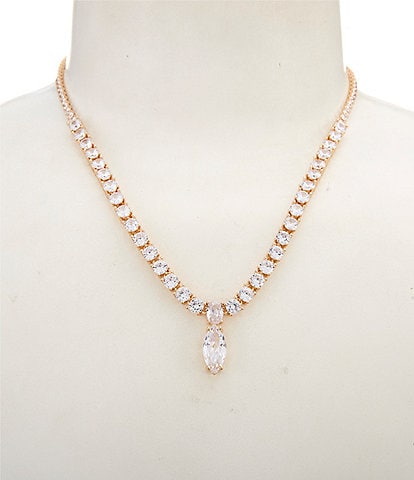 Cezanne Crystal CZ Navette Drop CZ Rhinestone Chain Necklace