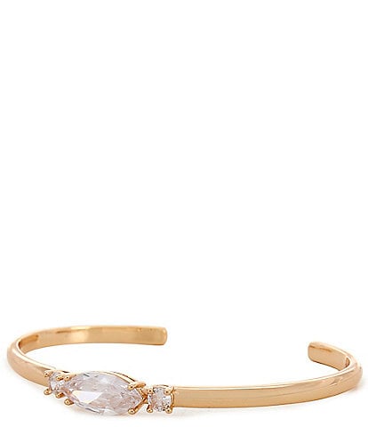 Cezanne Crystal CZ Navette Stone Delicate Wire Cuff Bracelet