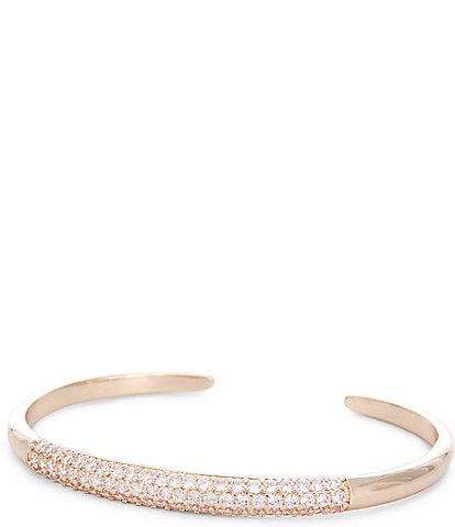 Cezanne Crystal CZ Pave Delicate Metal Cuff Bracelet