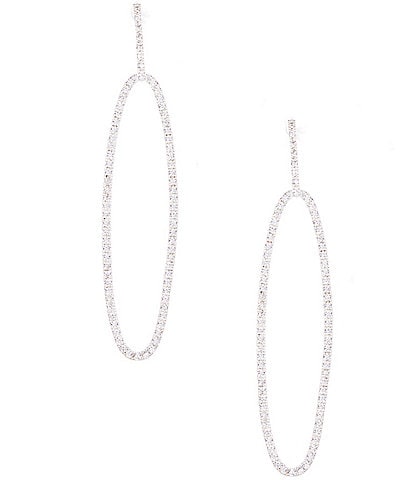 Cezanne Crystal CZ Pave Elongated Open Oval Drop Earrings