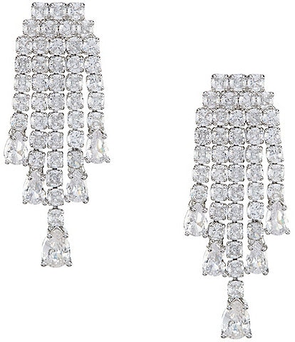 Cezanne Crystal CZ Rhinestone Chain Graduating Teardrop Drop Earrings