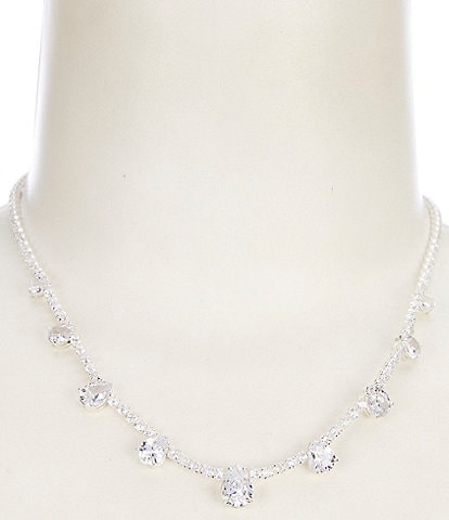 Cezanne Crystal CZ Rhinestone Chain Teardrop Stone Collar Necklace