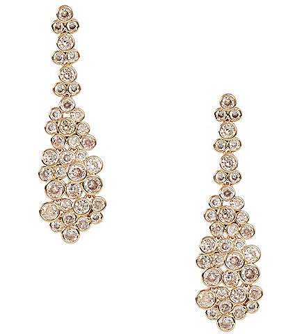 Cezanne Crystal CZ Round Stone Cluster Drop Earrings