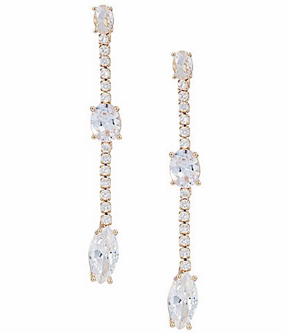Cezanne Crystal CZ Stone Linear Navette Drop Earrings