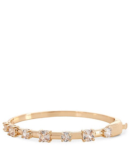 Cezanne Crystal CZ Stone Polished Metal Bangle Bracelet