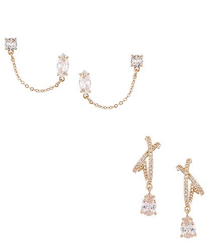 Cezanne Crystal CZ Stone Stud & Hoop Earring Set
