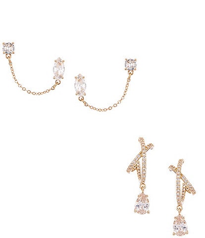 Cezanne Crystal CZ Stone Stud & Hoop Earring Set