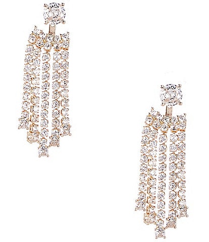 Cezanne Crystal CZ Stud Multi Rhinestone Chain Chandelier Earrings