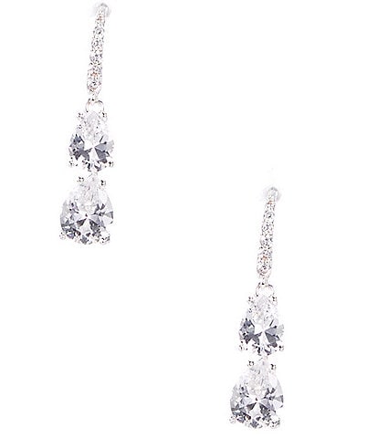 Cezanne Crystal CZ Teardrop Double Stone Drop Earrings