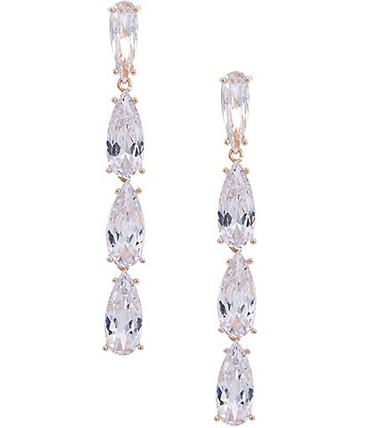 Cezanne Crystal CZ Teardrop Stone Linear Earrings
