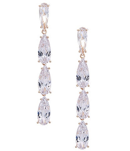 Cezanne Crystal CZ Teardrop Stone Linear Earrings
