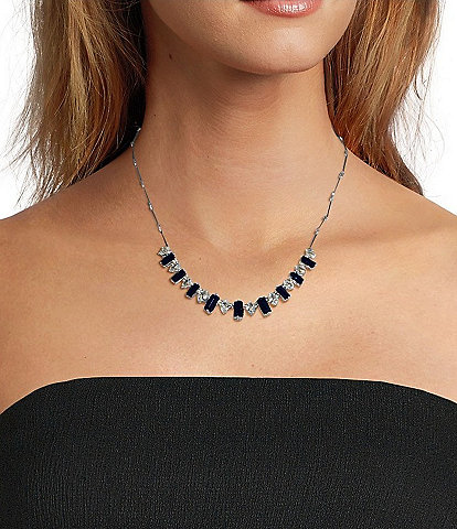 Cezanne Crystal Oval & Montana Rectangle Stone Frontal Collar Necklace