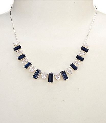 Cezanne Crystal Oval & Montana Rectangle Stone Frontal Collar Necklace