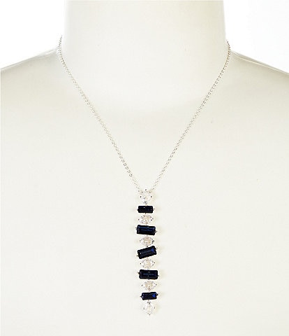 Cezanne Crystal Oval & Montana Rectangle Stone Y Necklace