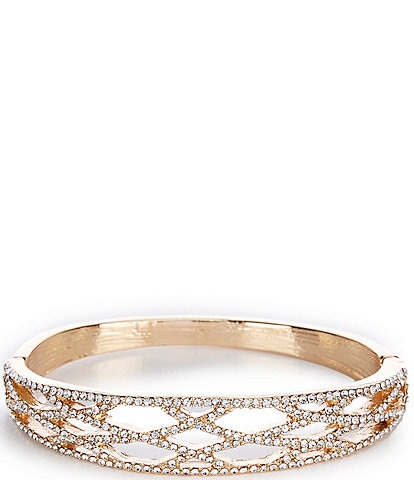 Cezanne Crystal Pave Diamond Open Metal Hinge Bracelet