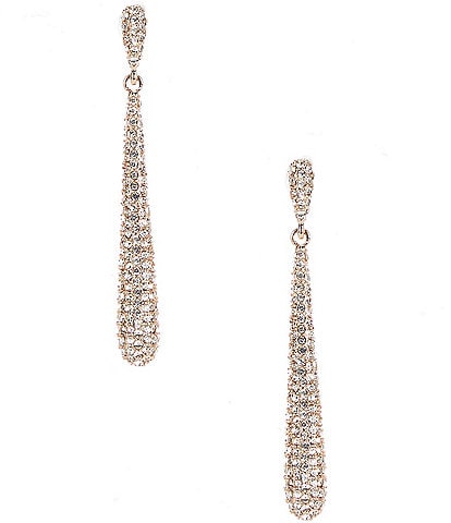 Cezanne Crystal Pave Domed Stick Metal Drop Earrings