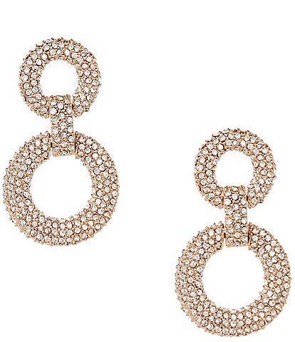Cezanne Crystal Pave Double Round Open Drop Earrings