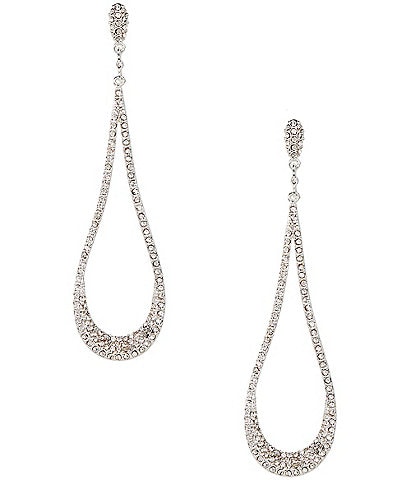 Cezanne Crystal Pave Elongated Open Teardrop Drop Earrings