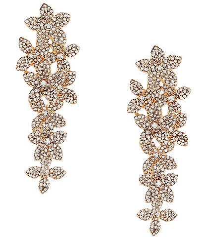 Cezanne Crystal Pave Flower Cluster Linear Earrings