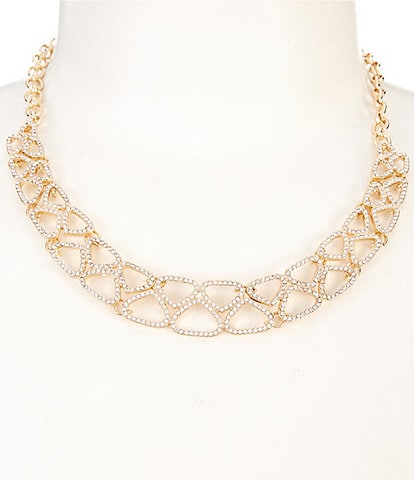Cezanne Crystal Pave Link Bar Chain Collar Necklace