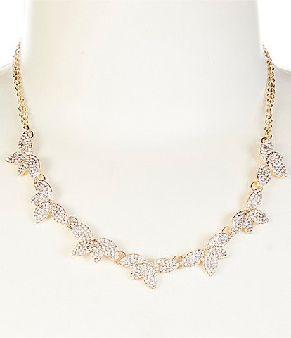 Cezanne Crystal Pave Metal Leaf Frontal Collar Necklace