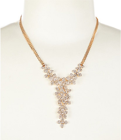Cezanne Crystal Pave Multi Flower Y Necklace