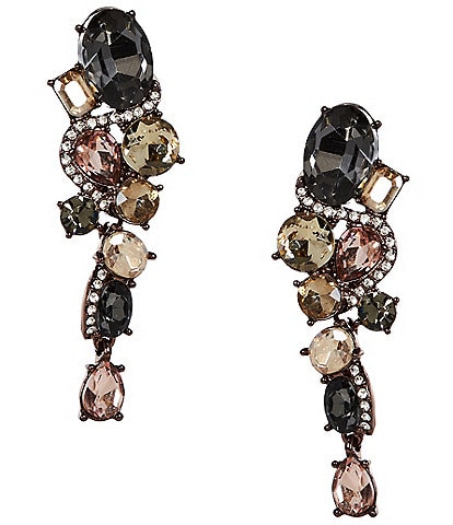 Cezanne Crystal Pave Swirl Multi Color Stone Drop Earrings