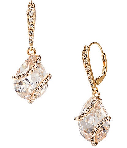 Cezanne Crystal Pave Teardrop CZ Stone Drop Earrings
