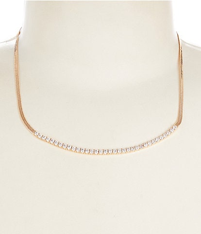 Cezanne Crystal Stone Delicate Curved Bar Frontal Collar Necklace