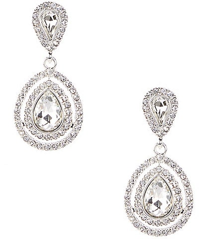 Cezanne Crystal Teardrop Stone Pave Double Drop Earrings