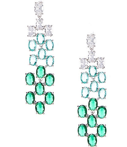 Cezanne CZ & Emerald Stone Chandelier Statement Earrings