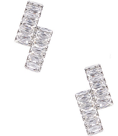 Cezanne CZ Crystal Baguette Row Stud Earrings
