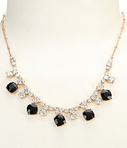 Cezanne CZ Collar Jet Stone Drop Short Chain Necklace