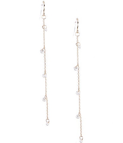 Cezanne CZ Crystal Long Shaky Linear Earrings