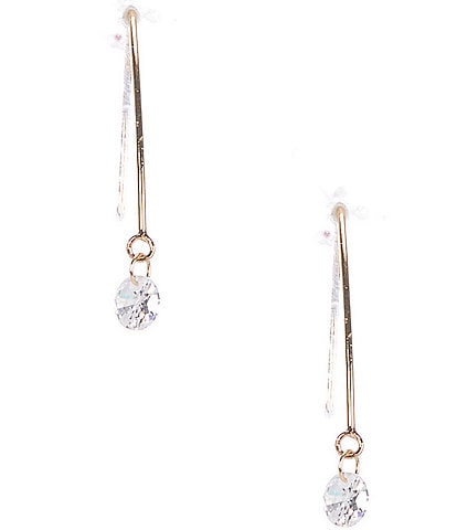 Cezanne CZ Crystal Tip Wire Drop Earrings
