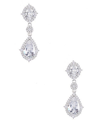 Cezanne CZ Double Pear Crystal Drop Earrings