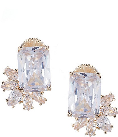 Cezanne CZ Faceted Square Stone Stud Earrings